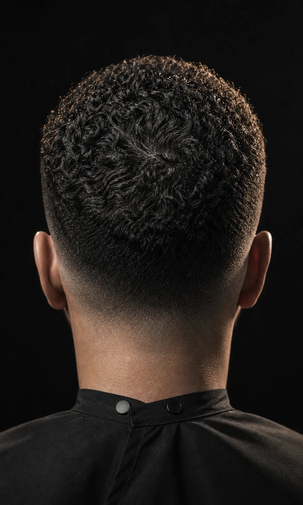 Curly haircut with a natural crown and tapered neckline